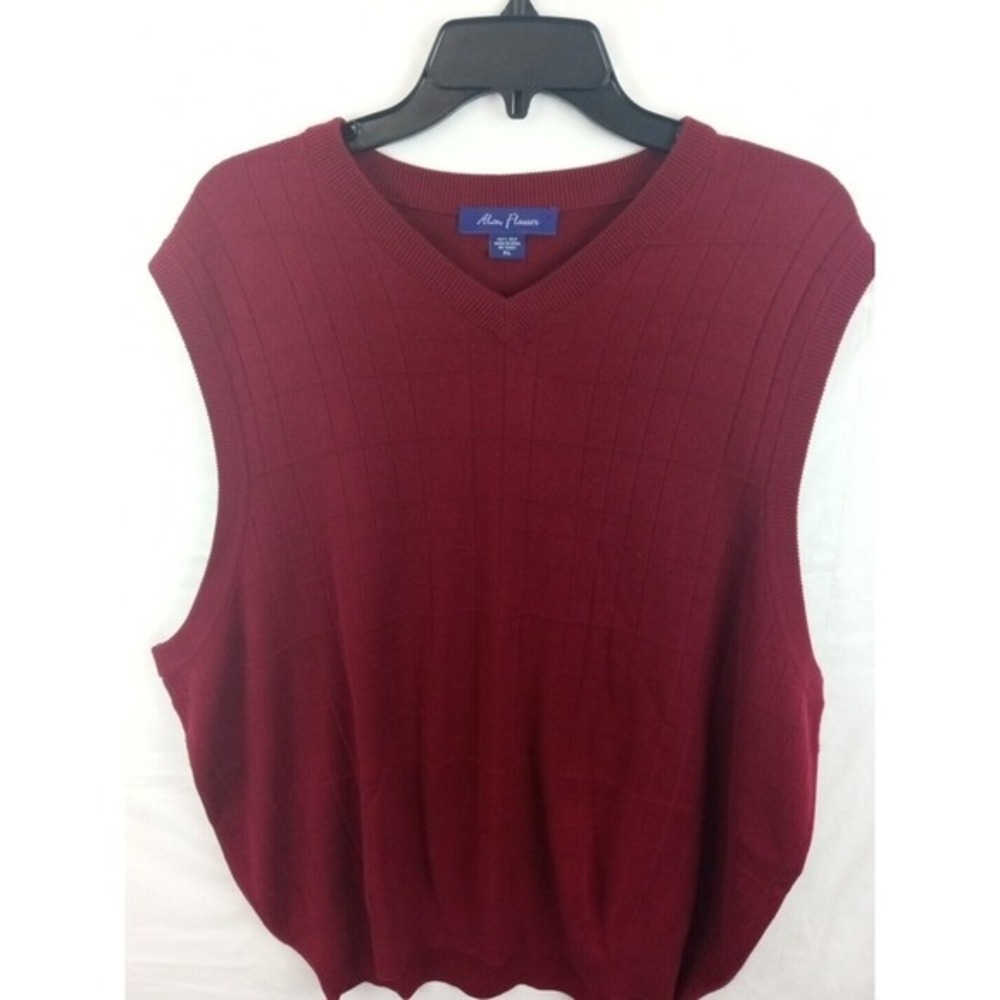 Men's Extra Large Red Sweater Vest 100% Silk Alan Flusser Golf‎
